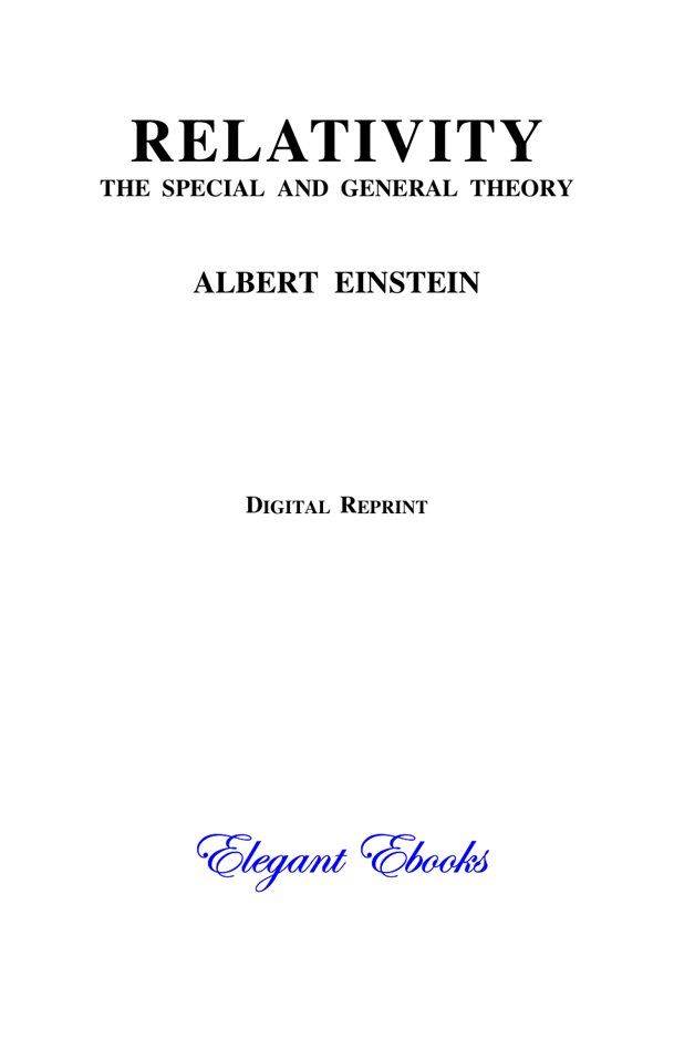 Einstein &mdash; Relativity